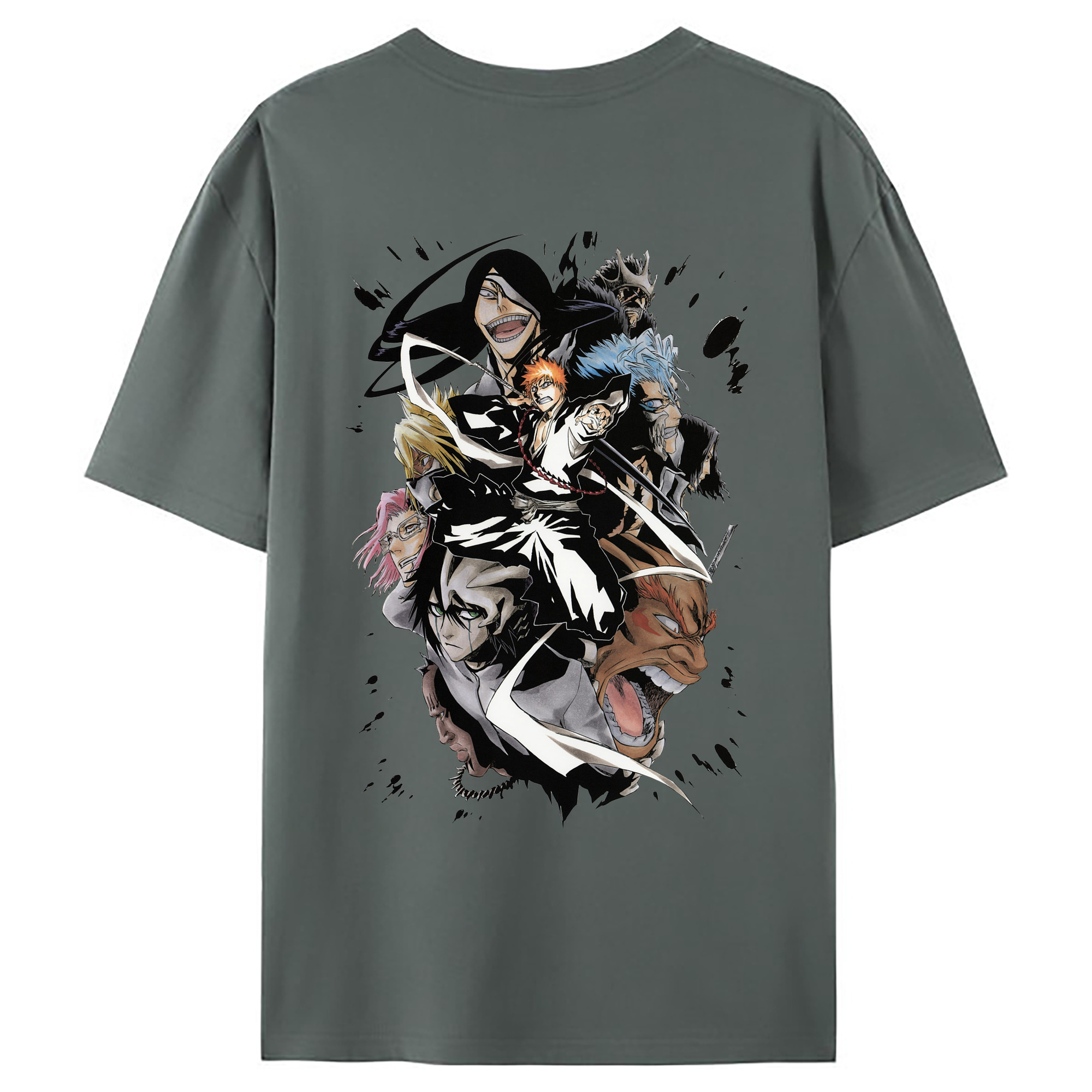 （画像用） ブリーチ 黒崎一護（くろさき いちご）BLEACH Kurosaki Ichigo 綿100％ メンズ半袖Tシャツ（バックプリント） 通気性